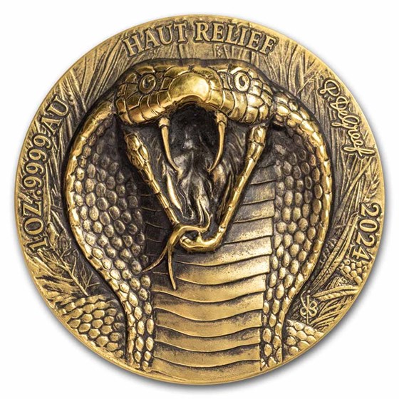 2024 Ivory Coast 1 oz Gold Big Five Asia Haut Relief Cobra 2024 Ivory Coast 1 oz Gold Big Five Asia Haut Relief Cobra