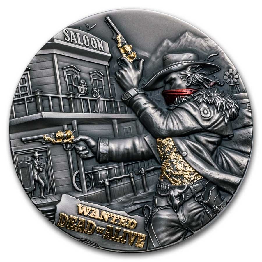 2024 Liberia 2 oz Silver Antique Bounty Hunter (with Box and COA)