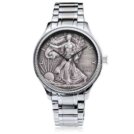 2024 Men's Antiqued 1 oz Silver Eagle Stainless Steel Watch 2024 Men's Antiqued 1 oz Silver Eagle Stainless Steel Watch