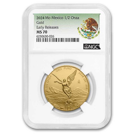 2024 Mexico 1/2 oz Gold Libertad MS-70 NGC (ER, Coat of Arms) 2024 Mexico 1/2 oz Gold Libertad MS-70 NGC (ER, Coat of Arms)