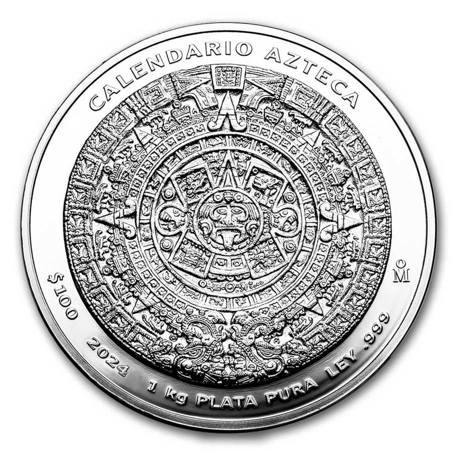 2024 Mexico 1 kilo Silver Aztec Calendar (w/Box & COA)