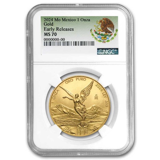 2024 Mexico 1 oz Gold Libertad MS-70 NGC (ER, Coat of Arms Label) 2024 Mexico 1 oz Gold Libertad MS-70 NGC (ER, Coat of Arms Label)