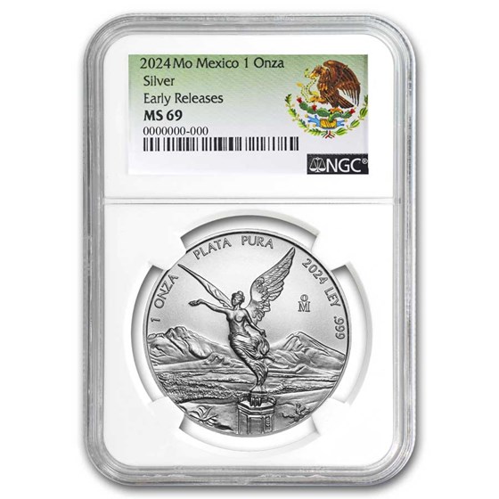 2024 Mexico 1 oz Silver Libertad MS-69 NGC (ER, Coat of Arms) 2024 Mexico 1 oz Silver Libertad MS-69 NGC (ER, Coat of Arms)