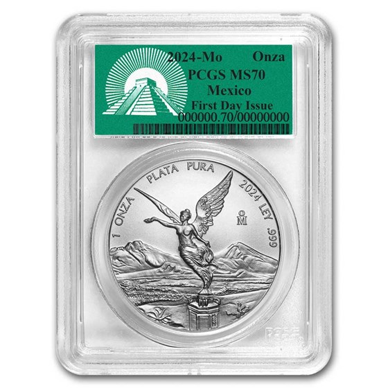 2024 Mexico 1 oz Silver Libertad MS-70 PCGS (FDI, Green Label) 2024 Mexico 1 oz Silver Libertad MS-70 PCGS (FDI, Green Label)