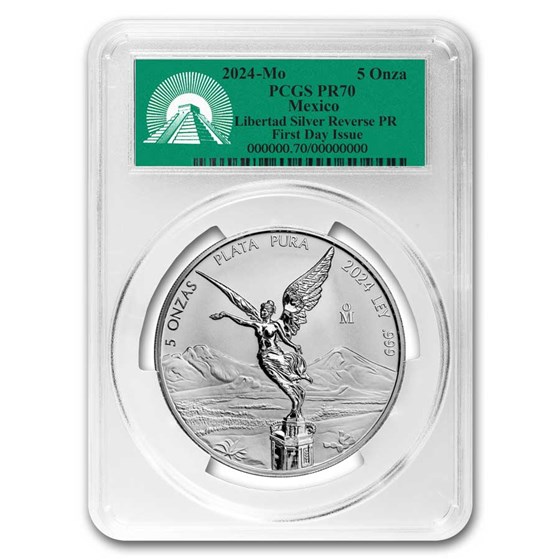 2024 Mexico 5 oz Silver Libertad Reverse Proof PR-70 PCGS (FDI) 2024 Mexico 5 oz Silver Libertad Reverse Proof PR-70 PCGS (FDI)
