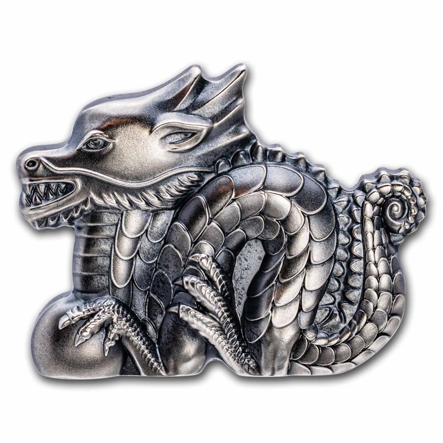 m*u様 2024年 ドラゴン 1オンス アンティーク 古銭 コレクション 2024 1 oz Mongolia Silver Lunar Great Dragon Coin (Antique, Ultra