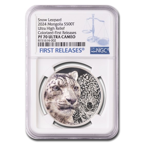 2024 Mongolia 1 oz Silver Snow Leopard PF-70 UCAM NGC (FR) 2024 Mongolia 1 oz Silver Snow Leopard PF-70 UCAM NGC (FR)