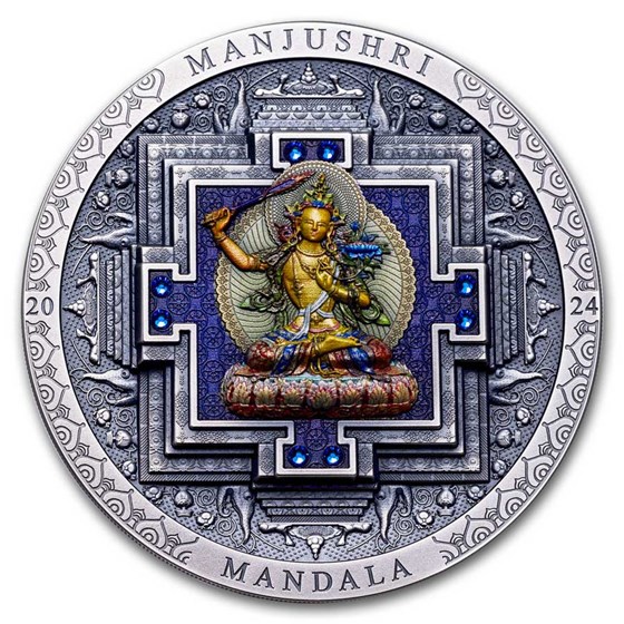 2024 Mongolia 3 oz Silver Colorized Manjushri Mandala 2024 Mongolia 3 oz Silver Colorized Manjushri Mandala