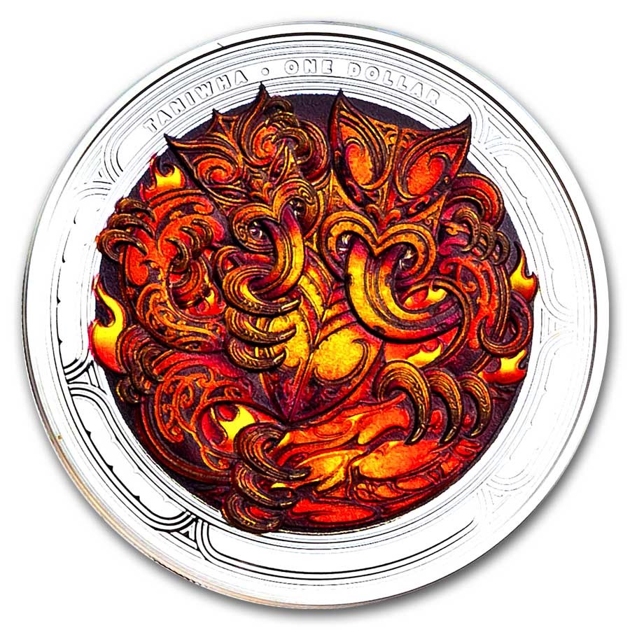 2024 New Zealand 1 oz Silver Colorized Dwelling Taniwha: Cave