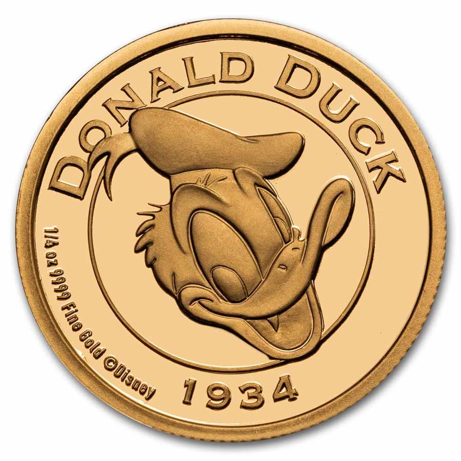 2024 Niue 1/4 oz Proof Gold $25 Donald Duck 90th Anniversary