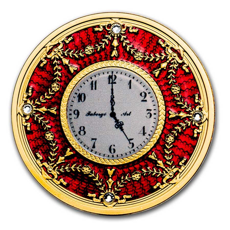 2024 Niue 1 oz Silver Proof Fabergé Red Table Clock (Box & COA)