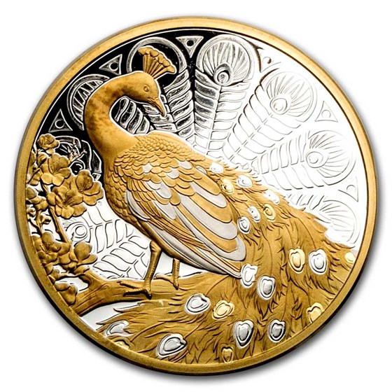 2024 Niue 1 oz Silver Proof Peacock Gold Gilded 2024 Niue 1 oz Silver Proof Peacock Gold Gilded