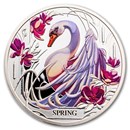 2024 Niue 1 oz Silver Proof Seasons; Spring Swan (with Box & COA)