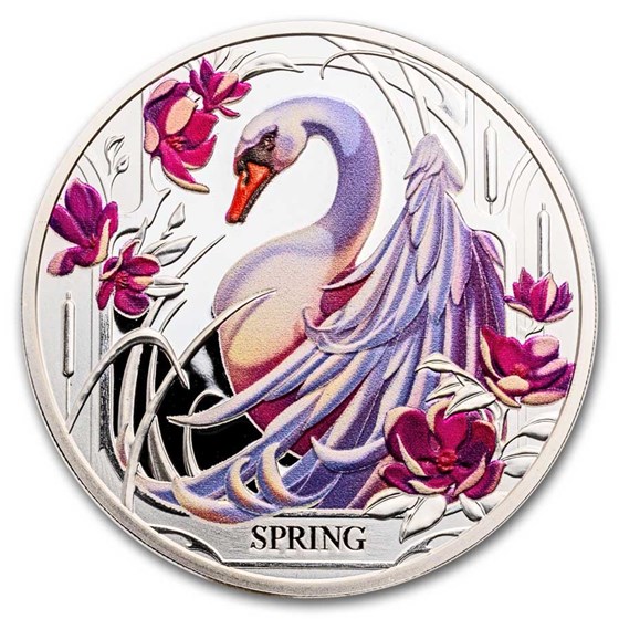 2024 Niue 1 oz Silver Proof Seasons; Spring Swan (with Box & COA) 2024 Niue 1 oz Silver Proof Seasons; Spring Swan (with Box & COA)