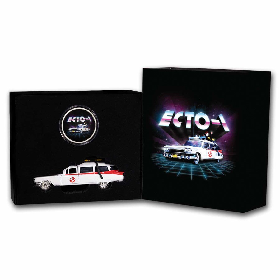 2024 Niue 2 oz Silver $5 Ghostbusters: Ecto-1 Coin + Die Cast Car