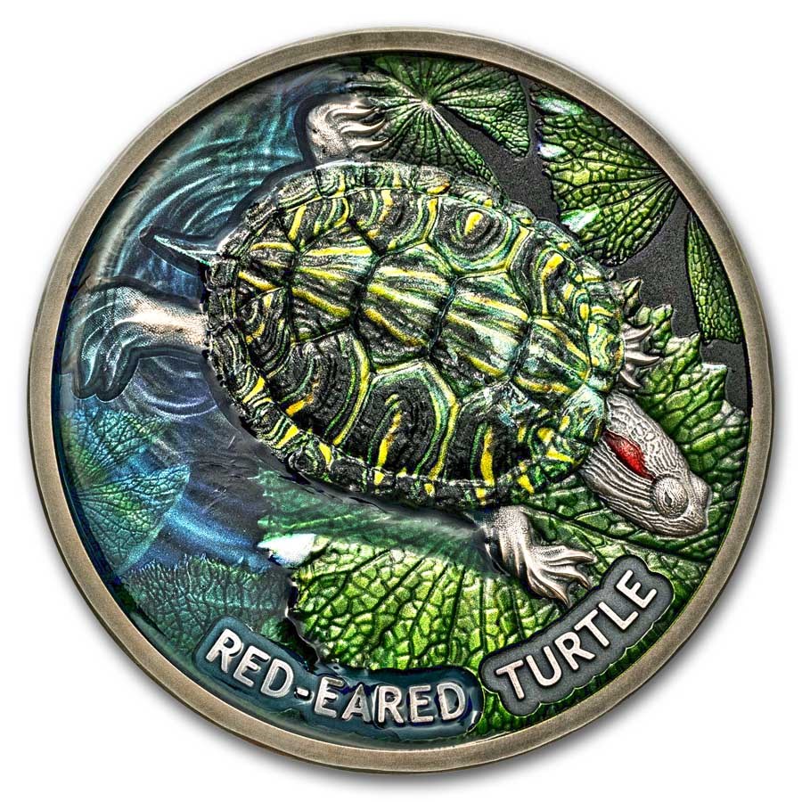 2024 Niue 2 oz Silver Antique Red-Eared Turtle (with Box & COA)