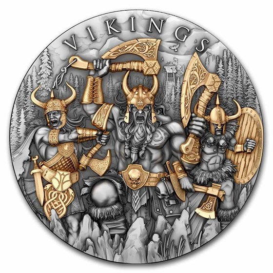 2024 Niue 2 oz Silver Antique Vikings (Gilded) w/ Box & COA 2024 Niue 2 oz Silver Antique Vikings (Gilded) w/ Box & COA
