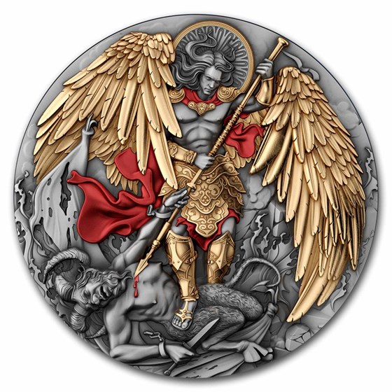 2024 Niue 2 oz Silver Antiqued Michael (Gilded) w/ Box & COA 2024 Niue 2 oz Silver Antiqued Michael (Gilded) w/ Box & COA