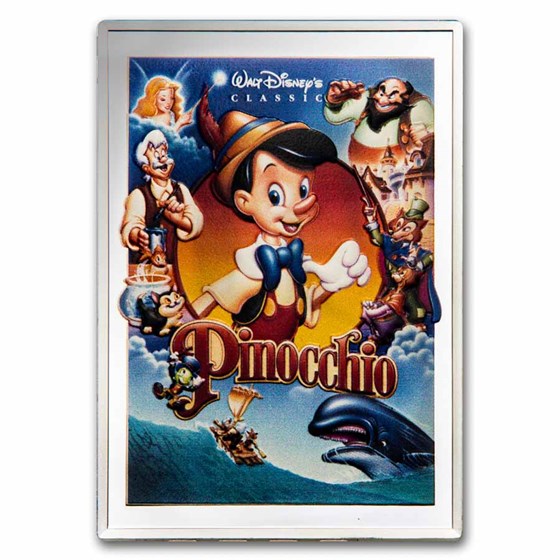 2024 Niue 5 oz Ag $10 Disney Movie Posters: Pinocchio (Dam. Box) 2024 Niue 5 oz Ag $10 Disney Movie Posters: Pinocchio (Dam. Box)