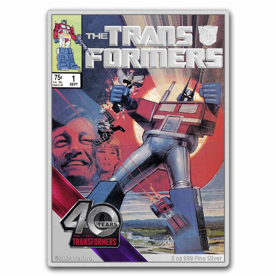 2024 Niue 5 oz Silver 10 Transformers 40th Anniversary