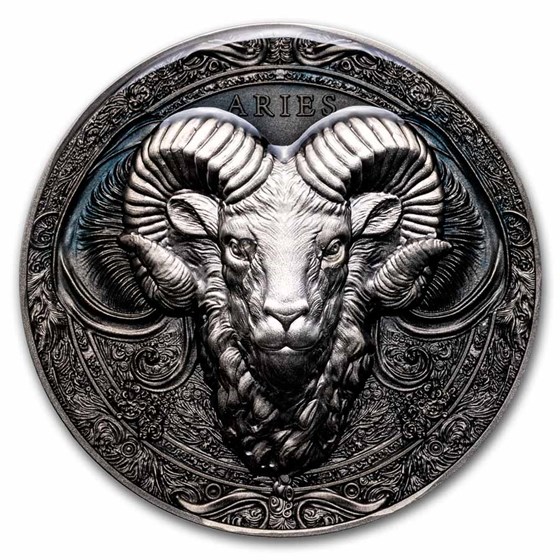 2024 Niue 5 oz Silver Antique Zodiac: Aries (with Box and COA) 2024 Niue 5 oz Silver Antique Zodiac: Aries (with Box and COA)