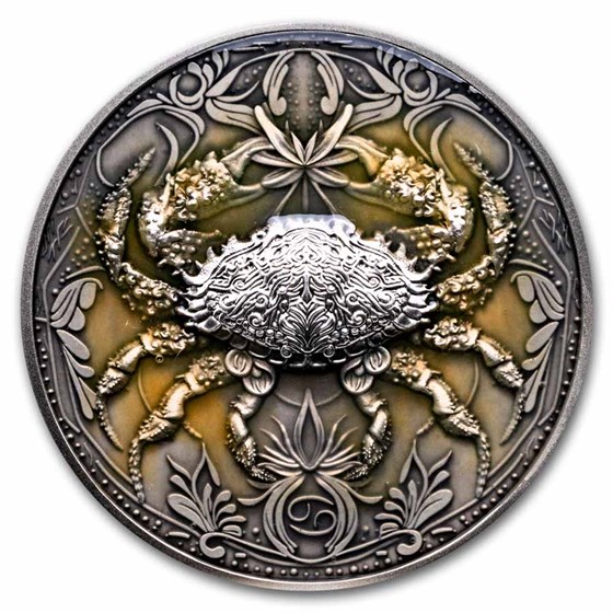 2024 Niue 5 oz Silver Antique Zodiac: Cancer (with Box and COA) 2024 Niue 5 oz Silver Antique Zodiac: Cancer (with Box and COA)