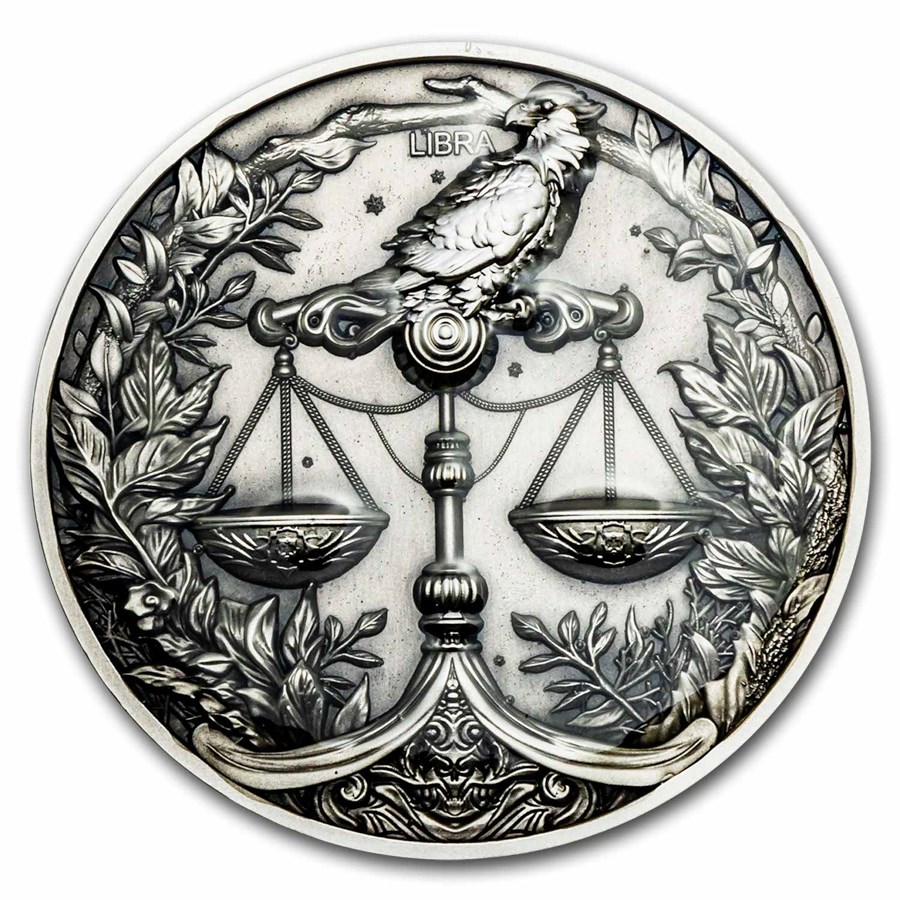2024 Niue 5 oz Silver Antique Zodiac: Libra (with Box and COA)