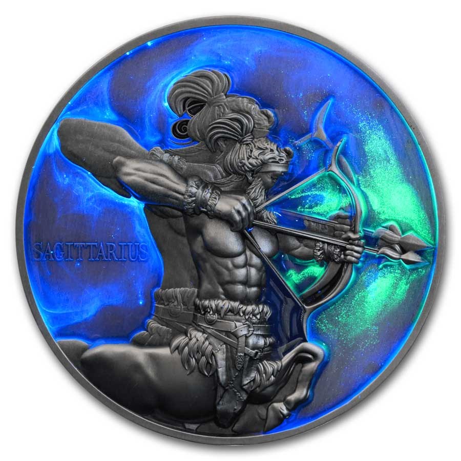 2024 Niue 5 oz Silver Antique Zodiac: Sagittarius (Box and COA)