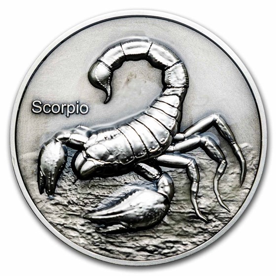 2024 Niue 5 oz Silver Antique Zodiac: Scorpio (with Box and COA)