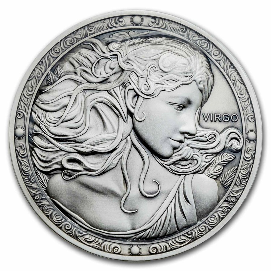 2024 Niue 5 oz Silver Antique Zodiac: Virgo (with Box and COA)