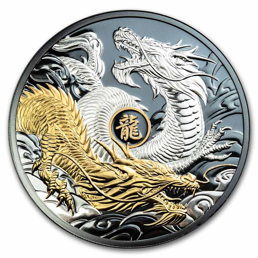 Buy 2024 Niue 5 oz Silver Gold Gilded Lunar Dragon Proof | APMEX