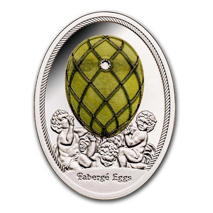 2024 Niue Silver Faberge Eggs: Diamond Trellis (w/ Box & COA)