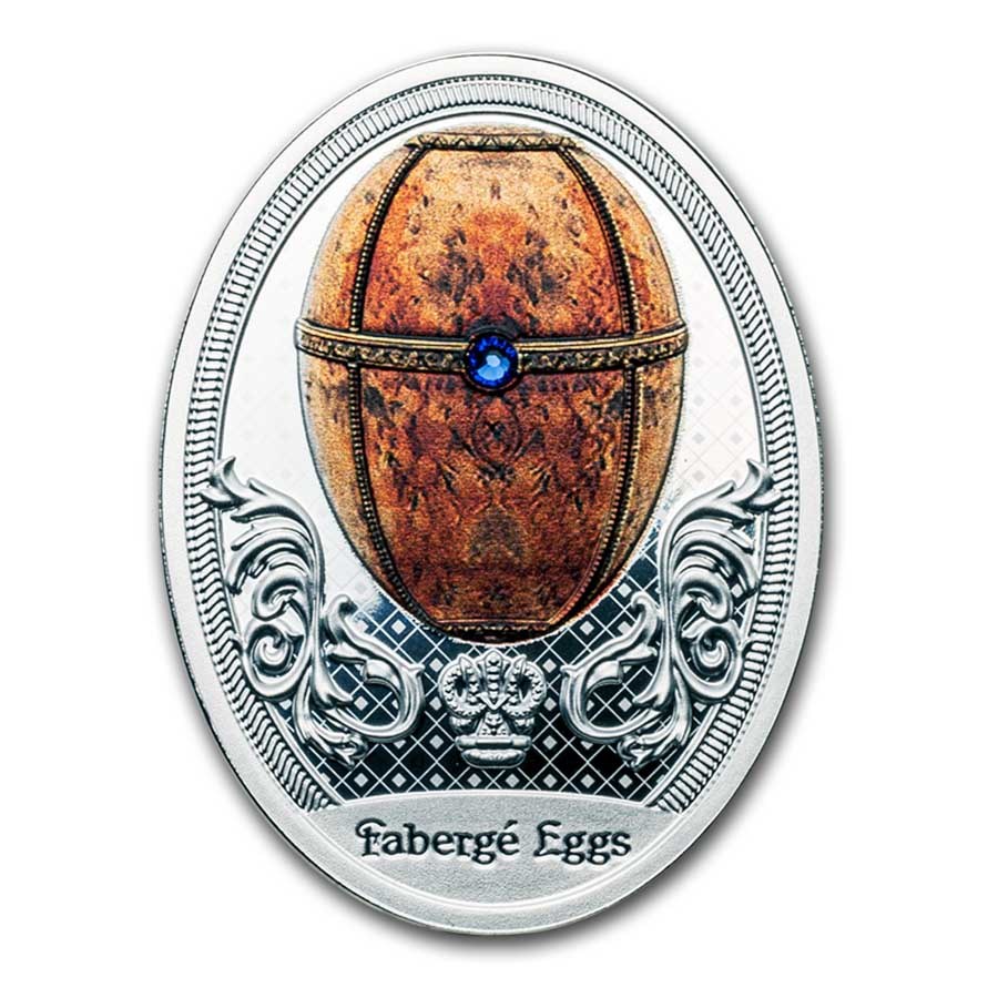 2024 Niue Silver Faberge Eggs: The Karelian Birch Egg (Box & COA)