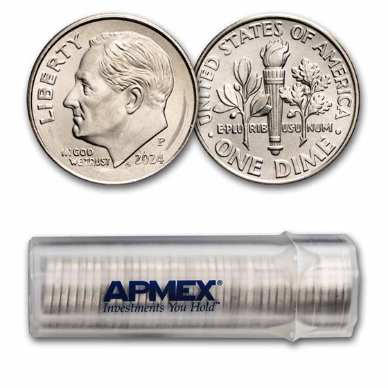 2024-P Roosevelt Dime 50-Coin Roll BU 2024-P Roosevelt Dime 50-Coin Roll BU
