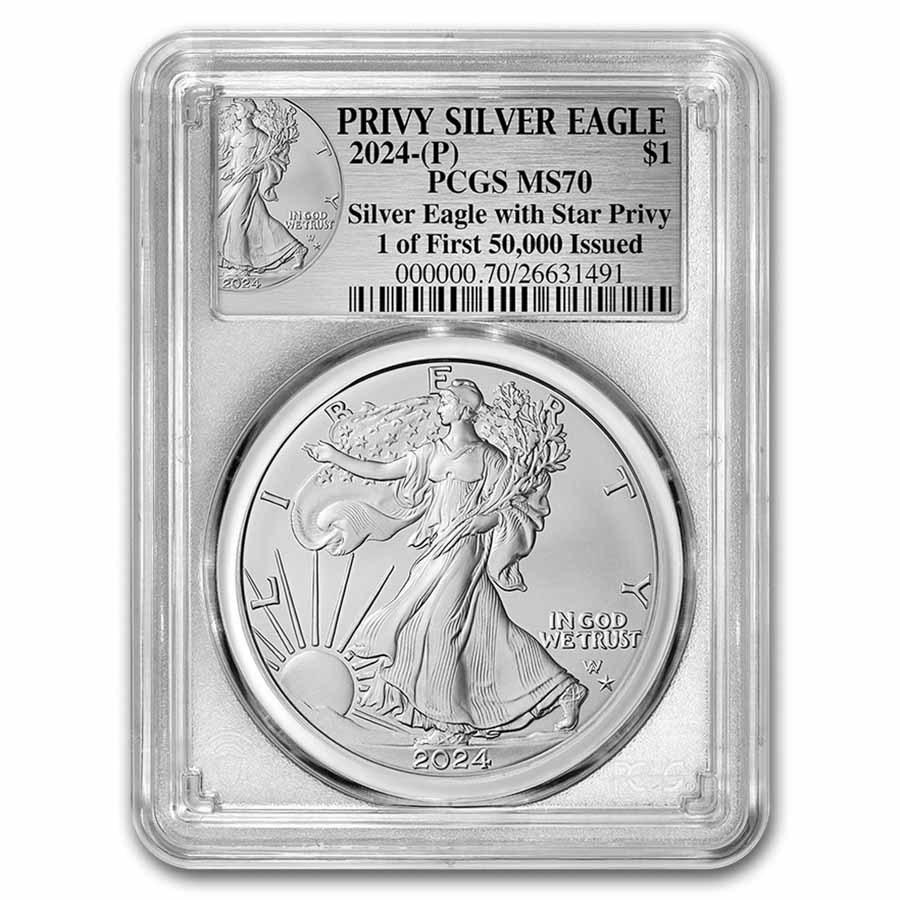 Buy 2024P Silver Eagle Star Privy MS70 PCGS (1st 50,000) APMEX