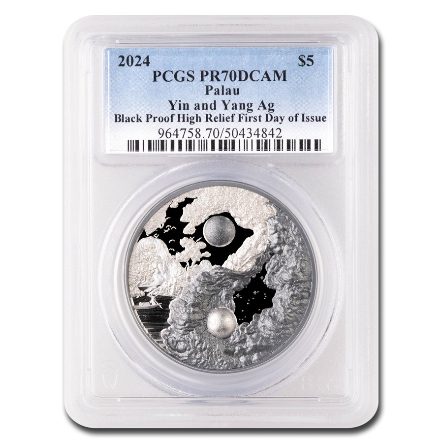 2024 Palau 1 oz HR Silver Yin and Yang Black PR-70 DCAM PCGS FDI