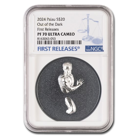 2024 Palau 3 oz Silver Black Proof Out of the Dark PF-70 NGC FR