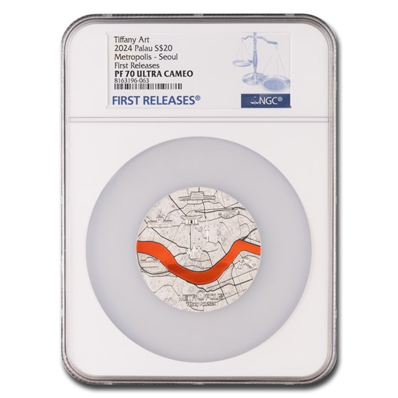 2024 Palau 3 oz Silver Tiffany Art Metropolis: Seoul PF-70 NGC FR