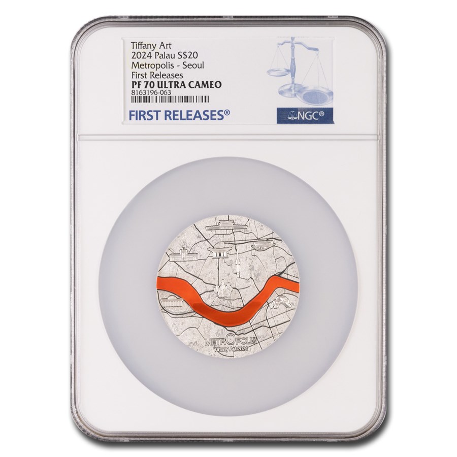 2024 Palau 3 oz Silver Tiffany Art Metropolis: Seoul PF-70 NGC FR