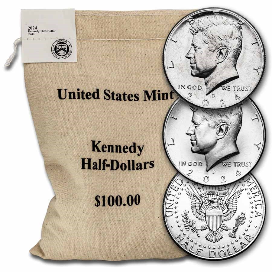 2024-P&D Kennedy Half Dollar 200-Coin Bag BU (Mixed mint marks)
