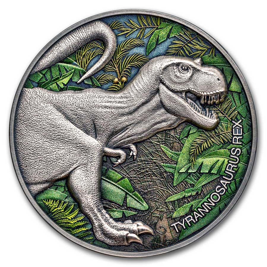 2024 Republic of Cameroon 2 oz Silver Colorized Tyrannosaurus Rex