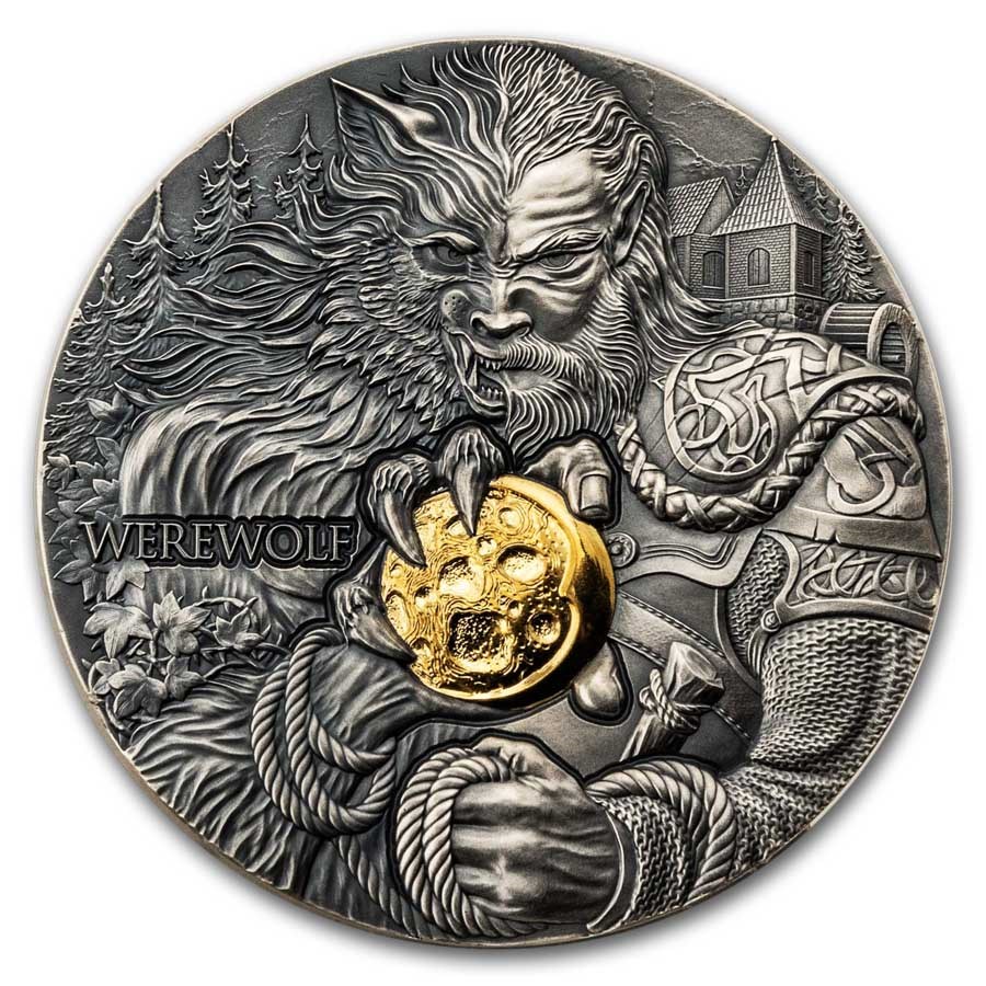 Silver Rounds Werewolf 2024 Republic of Cameroon 2 oz Silver Dual Essence; Werewolf