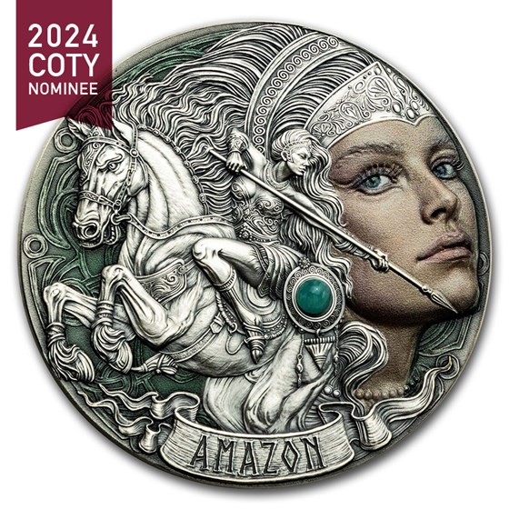 2024 Republic of Cameroon 2 oz Silver Femina Bellator; Amazon 2024 Republic of Cameroon 2 oz Silver Femina Bellator; Amazon