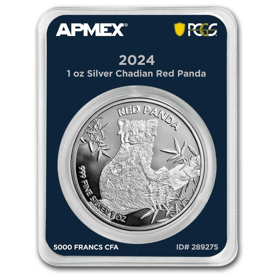 2024 Republic of Chad 1 oz Silver Red Panda (MD Premier + PCGS)