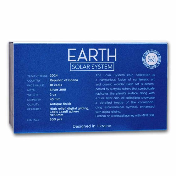 Silver Solar System 2024 Republic of Ghana 2 oz Silver Solar System: Earth