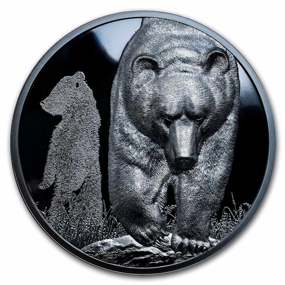 2024 Republic of Ghana 5 oz Silver Growing Up: Brown Bear 2024 Republic of Ghana 5 oz Silver Growing Up: Brown Bear
