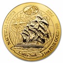 2024 Rwanda 1 oz Gold Nautical Ounce Cutty Sark BU