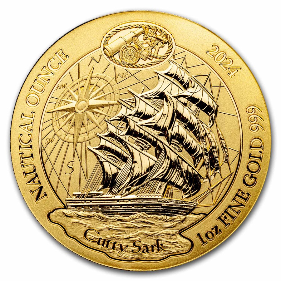 2024 Rwanda 1 oz Gold Nautical Ounce Cutty Sark BU