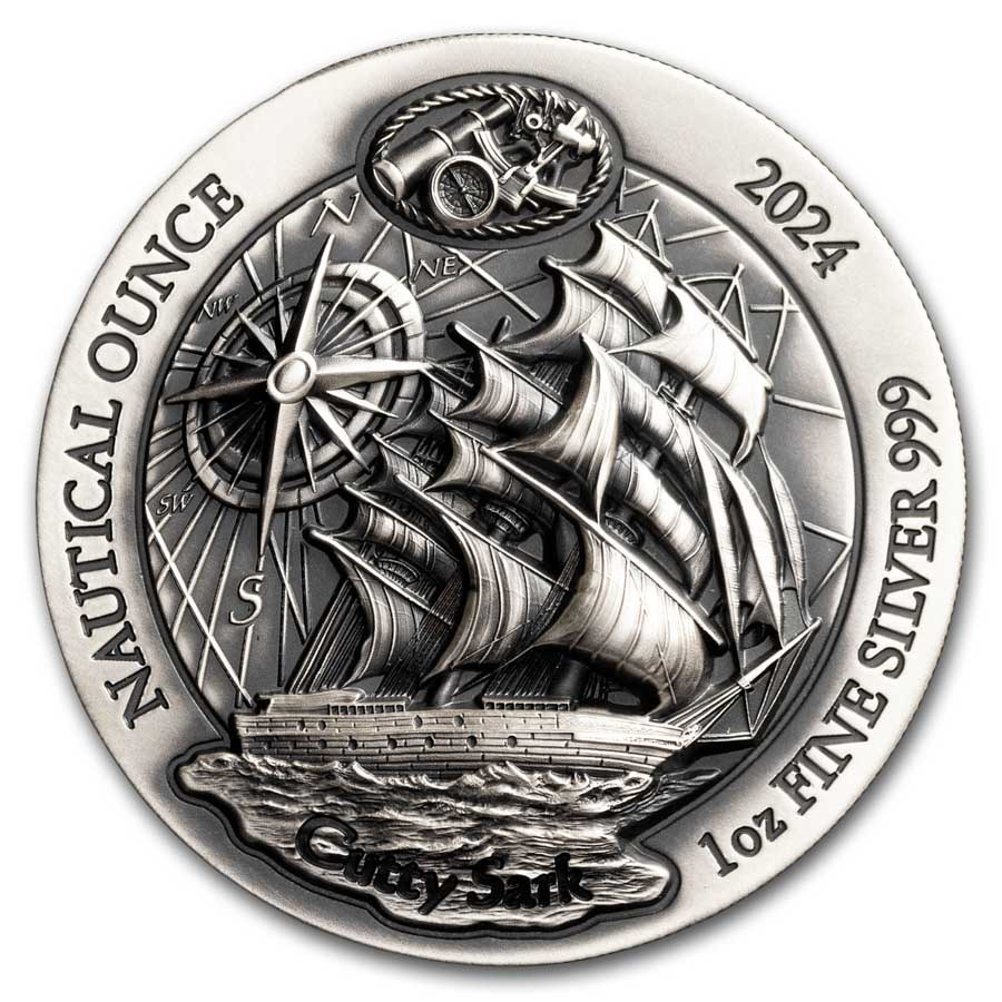 2024 Rwanda 1 oz Silver Nautical Ounce Cutty Sark Antiqued