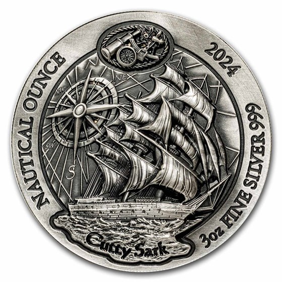 2024 Rwanda 3 oz Silver Nautical Ounce Cutty Sark Antiqued 2024 Rwanda 3 oz Silver Nautical Ounce Cutty Sark Antiqued